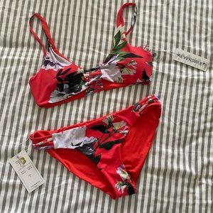 Brand new never worn red reversible swim suit